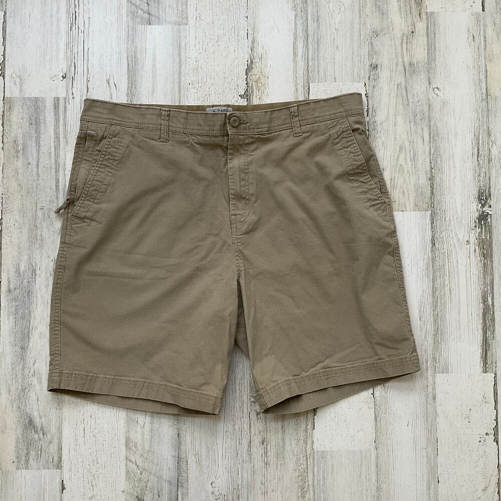 Ocean Coast Men's Size 38 Cotton Stretch Khaki Shorts Flat Front